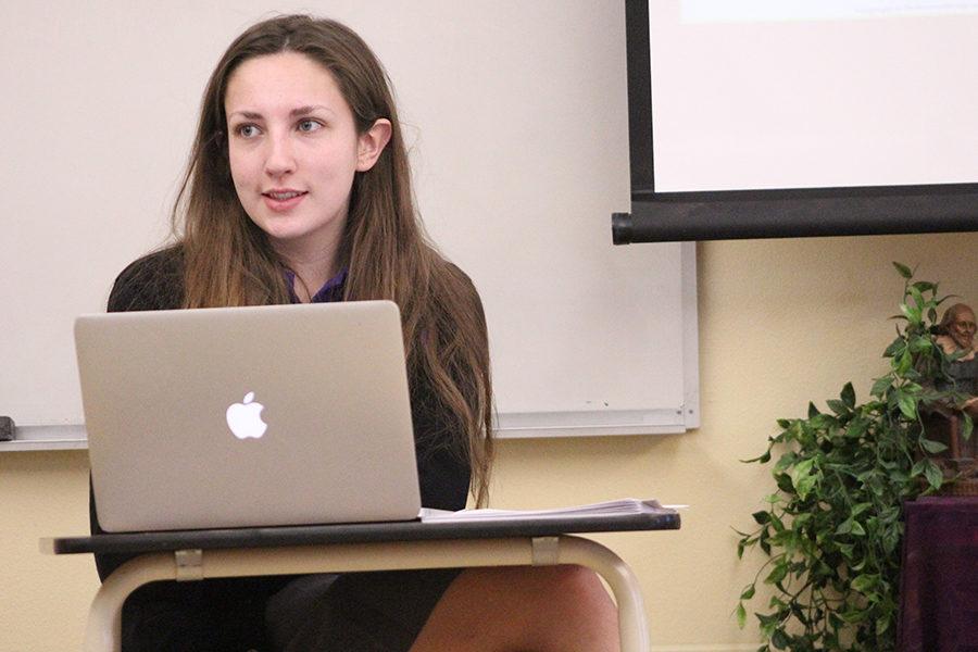 Girl Up club President and founder Meg Schwartz discuss the origins of International Women's Day with the rest of the club.