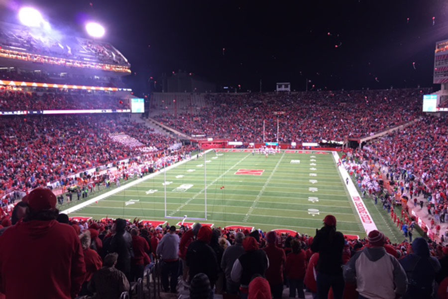 The view from the top of Memorial Stadium overlooking the Nebraska home game versus Ohio State Oct. 14.