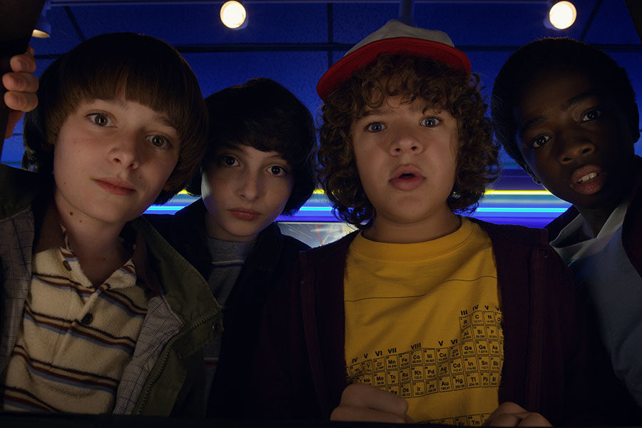 Noah Schnapp, Finn Wolfhard, Gaten Matarazzo and Caleb Mclaughlin in "Stranger Things."