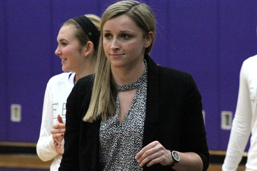 Assistant Varsity Basketball Coach Bree Kisner prepares for a home game against Park Hill Dec. 11. 