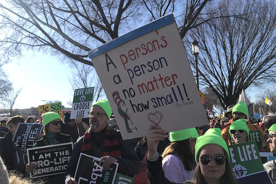 Marchers show their support with posters and signs at the March for Life in Washington D.C. Jan. 19.