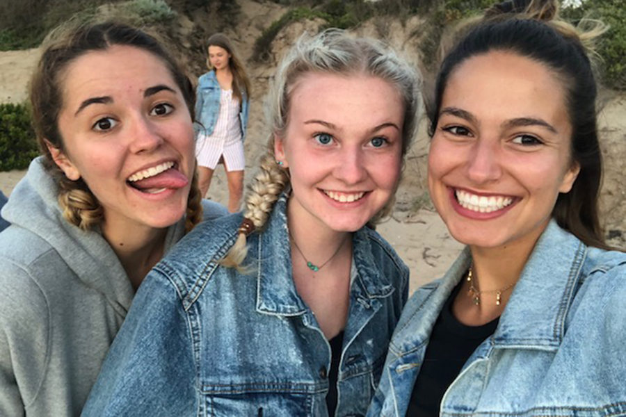 Alisha Centrone, senior Anna Tomka and Carla Centrone pose for a photo at Blairgowrie lookout.