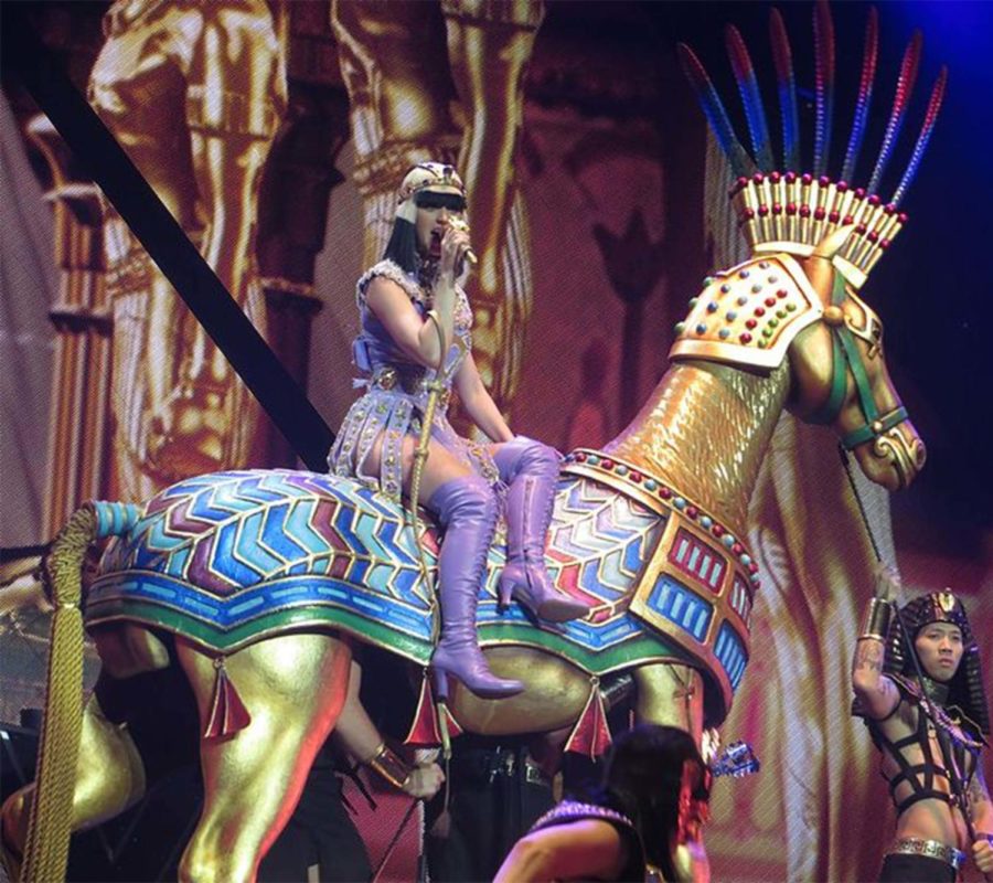 Katy Perry performs ‘Dark Horse’ on the “The Prismatic World Tour.” She’s appreciating Egyptian culture because the costumes and accesosories used were accurate representations of said culture.