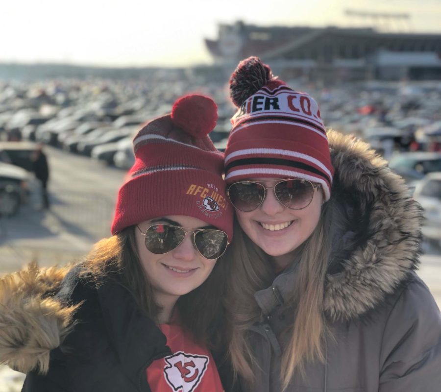 Print co-editor-in-chief Cecilia Mohasci and senior Victoria Farrington before the AFC Championship game Jan. 20, where the Chiefs fell to the Patriots in overtime.