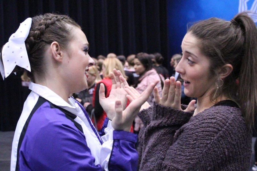 Senior Chandler Rawson and alum and former Captain Mary Evans discuss the performance after the competition. 