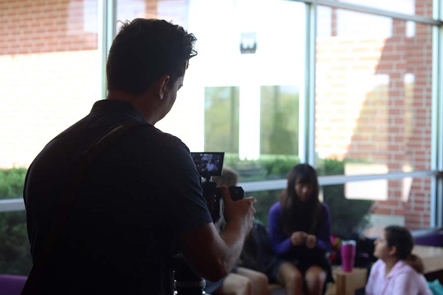 Videographers followed students around school during passing periods and study hall Sept. 30 for the filming of the school's promotional video for the upcoming Open House Oct. 20.