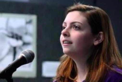 Sophomore Olivia Mancina recited "Ways of Talking" at the Poetry Out Loud competition Nov. 12. Mancina won the school competition and will advance to Regionals. 