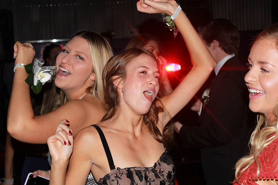 Seniors Chesney Meidel and Elizabeth Finn dance it out at last year's Winter Formal Dec. 2, 2018. 