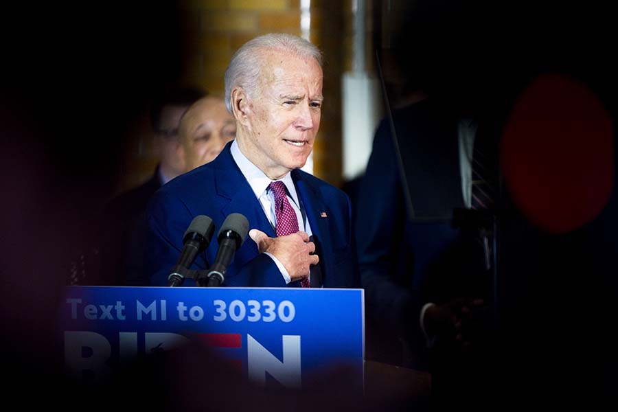 Former Vice President Joe Biden speaks at a campaign rally on Monday, March 9, 2020.