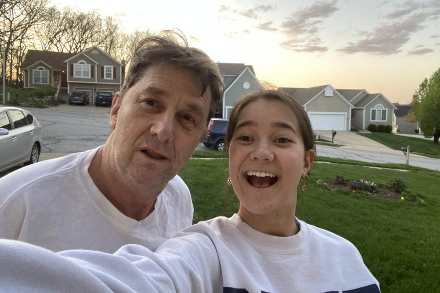 My dad and I after our evening walk.