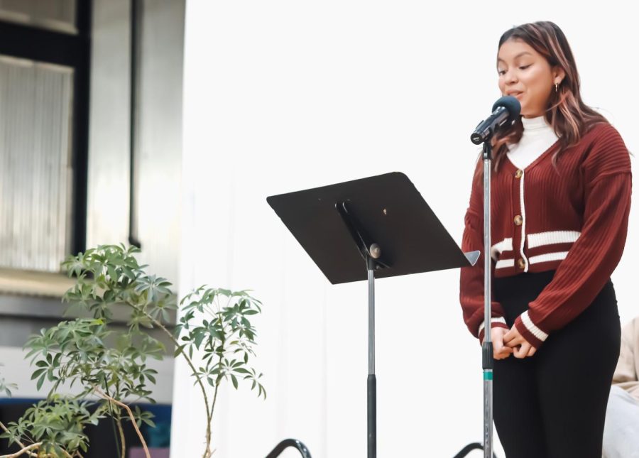 Junior Genesis Martinez Porras shares a tragic part of her past and her connection with faith afterward at the Interfaith Prayer Service
