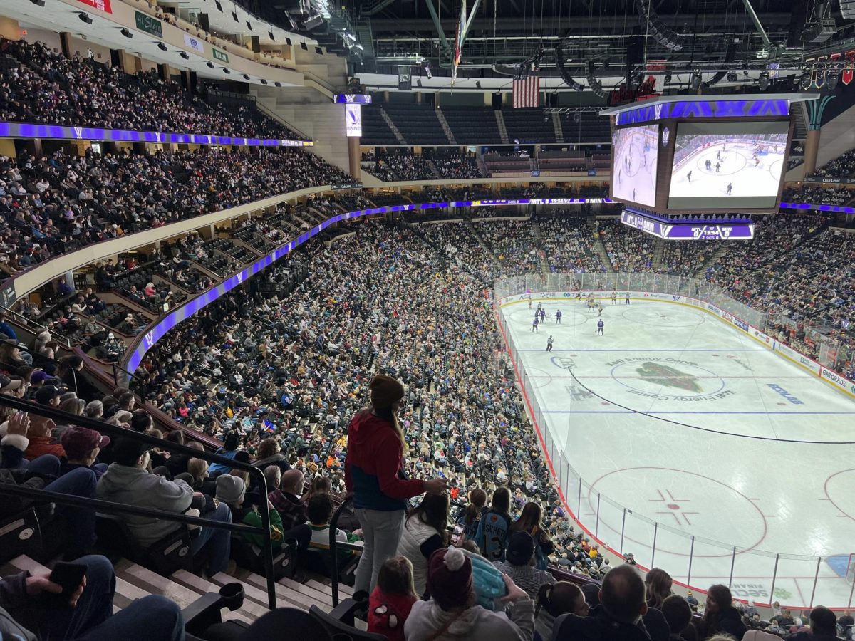 As the game begins fans walk to their seats in the upper levels. Originally only the lower bowl tickets were for sale but due to high demand the upper levels were opened up for the Jan. 6 home opener in Minnesota.