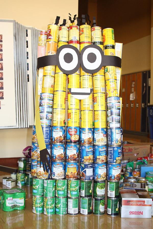 The Freshman Class Minion structure won the can building contest.