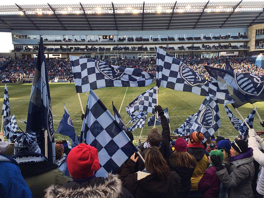 Despite frigid weather, a sold-out stadium cheered for the MLS 2013 champions, Sporting KC.