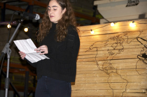 Junior Mary Helen Guastello recites her "I Want" poem which she wrote in her Creative Writing class.