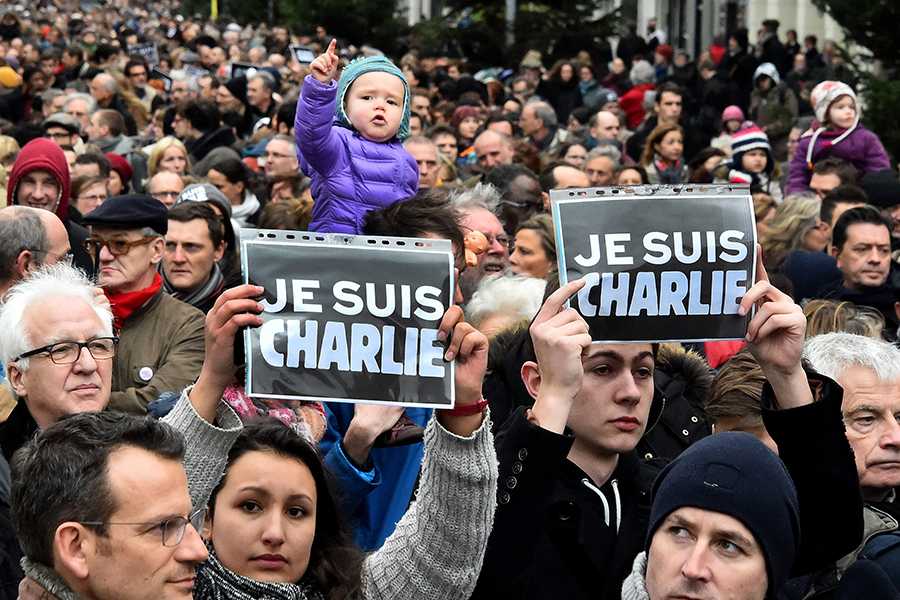 Thousands of people gather during a demonstration march in Lille, France, on Saturday, Jan. 10, 2015, in support of the victims of this week&apos;s twin attacks in Paris. Hundreds of extra troops are being deployed around Paris after three days of terror in the French capital killed 17 people and left the nation in shock. 