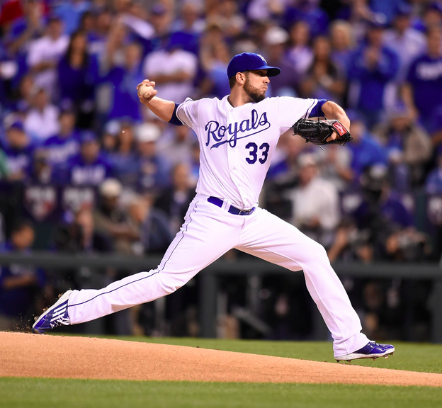 Kansas City Royals starting pitcher James Shields works during the first inning against the San Francisco Giants in Game 1 of the World Series.  (Photo by MCT Campus)