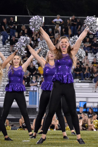 Senior Hannah Valentine performs during the dance team's routine at Rockburst High School Sept. 4. 