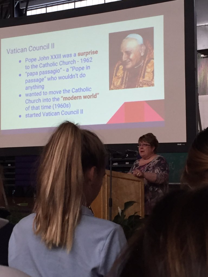 Theology teacher Bonnie Haghirian discusses the history of Nostra Aetate.