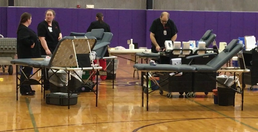 Community Blood Center employees prepare for the  annual blood drive.