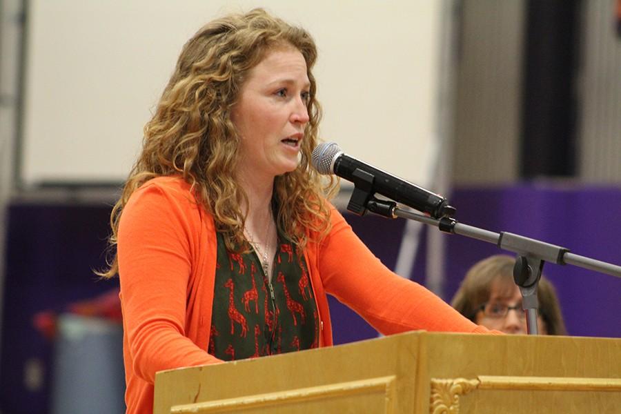 Assistant Athletic Director Kate Pilgreen introduces all the athletes that signed letter of intents to play collegiate sports.