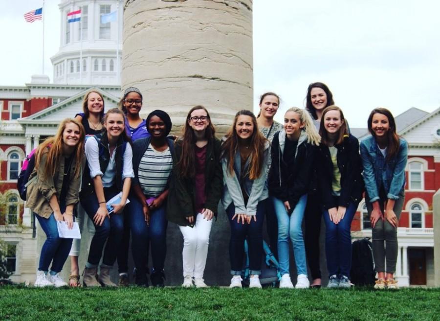 Le Journal and Le Flambeau staff members attend University of Missouri-Columbia's annual J-Day to honor student journalist of the year and Le Journal Co-Editor-in-Chief Sophie Nedelco.