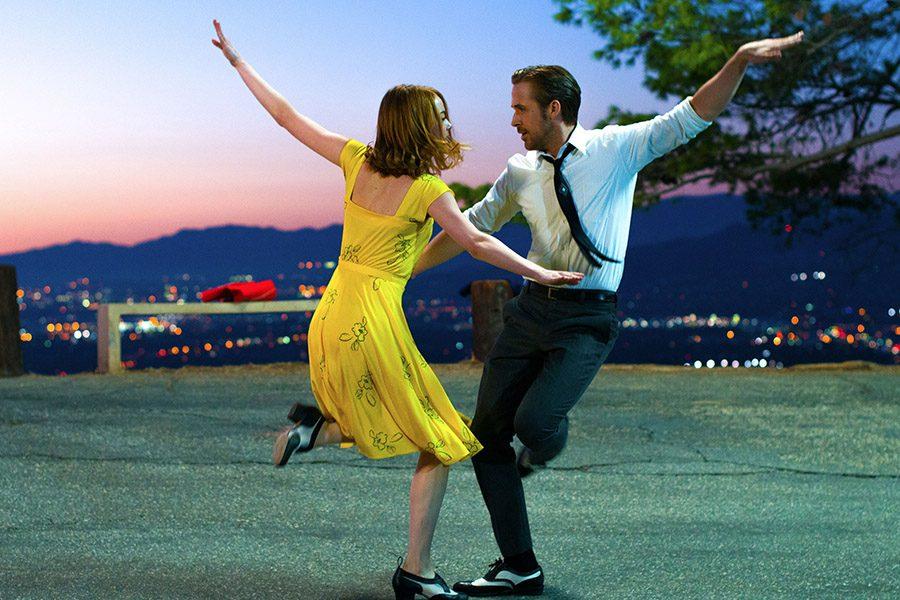 Ryan Gosling as Sebastian and Emma Stone as Mia in a scene from the movie "La La Land."