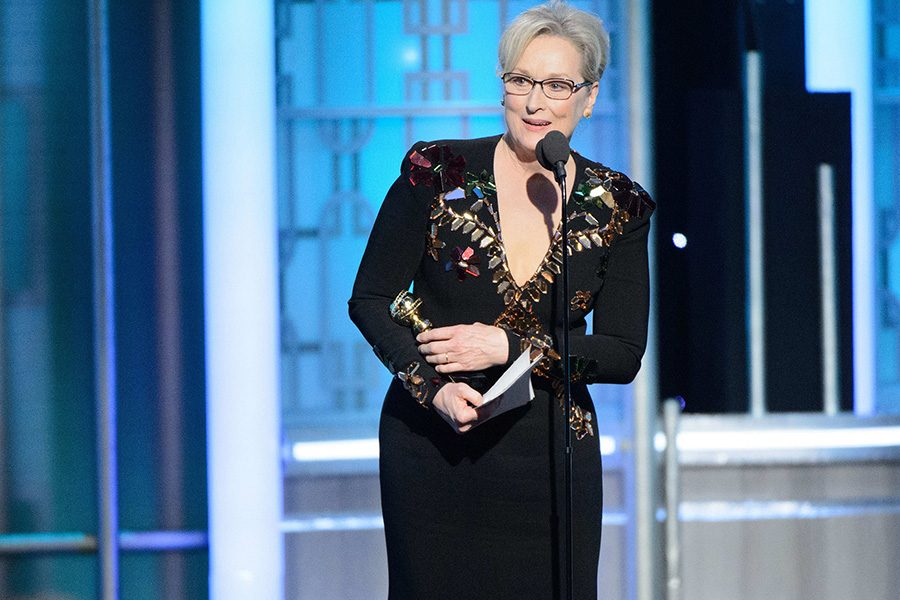 Meryl Streep accepts the Cecile B. DeMille award at the 74th Annual Golden Globe Awards at the Beverly Hotel Sunday, Jan. 8.