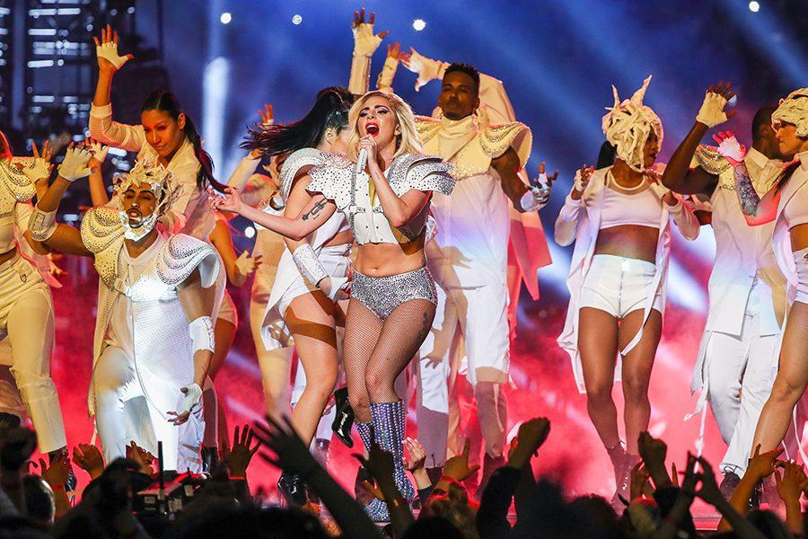 Lady Gaga performs during the Pepsi Zero Sugar Super Bowl LI Halftime Show held Sunday, Feb. 5.