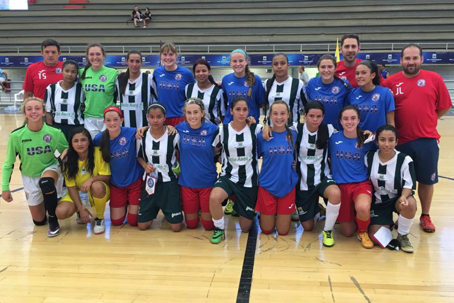 After playing their first game against a local team from Columbia, Itagüí Futsal, Knox and her team commemorate the game by taking a picture with this opposing team. According to Knox, this is a long standing tradition from all three trips to take a picture with their opponent after the game.