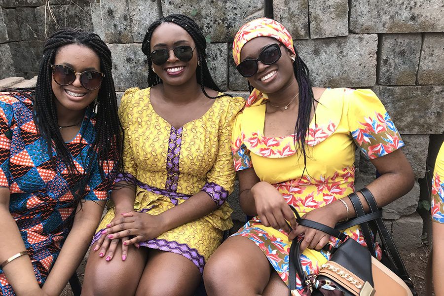 Sophomore Munachi Okuagu, alumna Chioma Okuagu and senior Chigozie Okuagu pose for a picture in Nigeria.