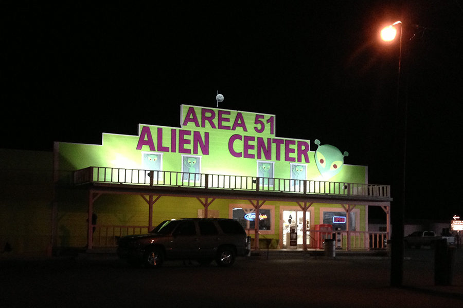 Business at the junction of US 95 and NV 373 in Amargosa Valley advertising itself as Area 51.