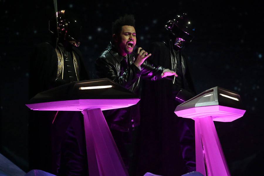 The Weeknd performs during the 59th Annual Grammy Awards at Staples Center in Los Angeles on Sunday, Feb. 12. 