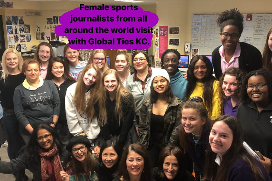 Sports journalists from around the world visited the school's newspaper staff with Global Ties KC through the International Visitors Leadership Program Nov. 11. 