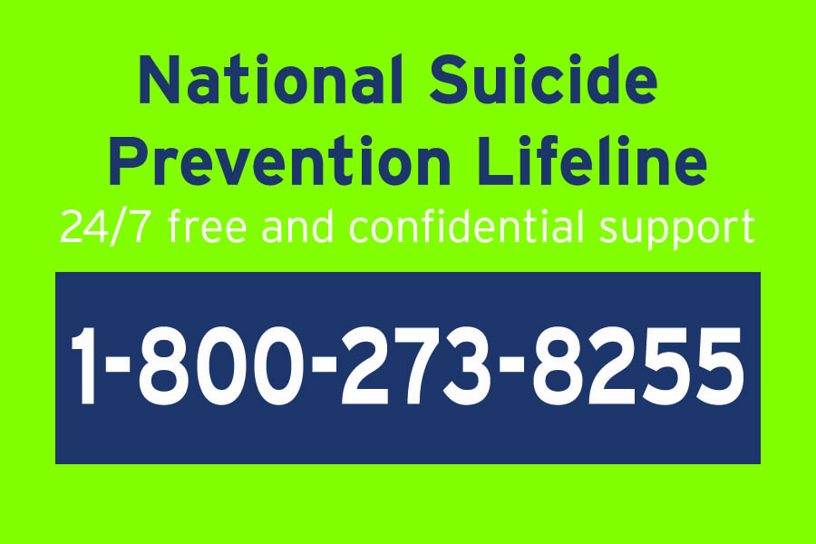 The National Suicide Prevention Lifeline is a free confidential resource to anyone in need of help and support or knows someone who is during any mental health crisis. The lifeline is open 24/7. 