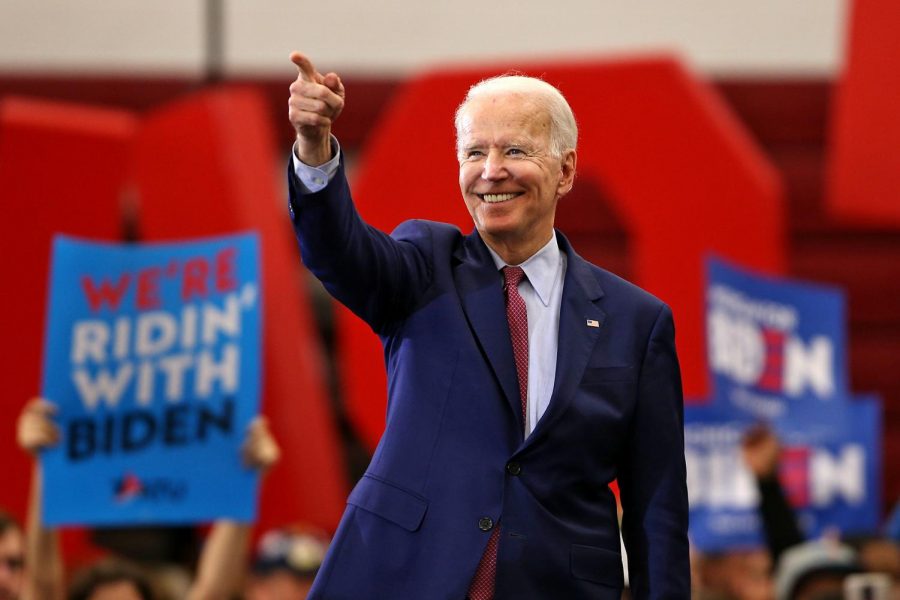 Democratic presidential candidate and former Vice President Joe Biden addresses supporters during a campaign rally at Renaissance High School in Detroit, on Monday, March 9, 2020.