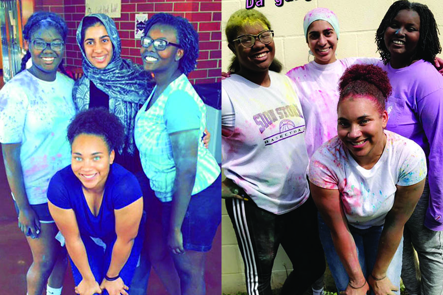 As I say goodbye to Sion, due to the closure of in-person classes for the remainder of the year, I reflect back on these past four years. Pictured is my friend group, seniors Maya Scott, Inaya Khan and Tehya Frederick, and I at the color fun event freshman and senior year. 