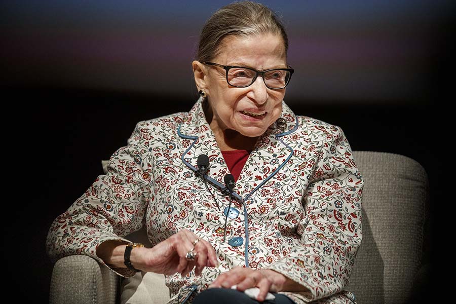 Ruth Bader Ginsburg speaks at a public conversation at the University of Chicago on Sept. 9, 2019. 