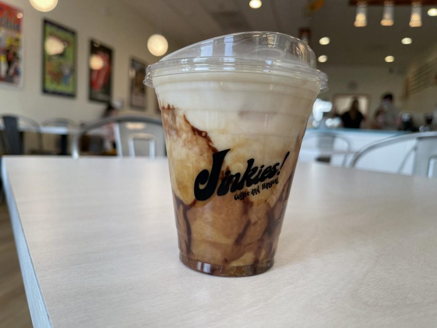 Jinkies! offers a vast menu of different coffee drinks ranging in flavor and strength, this iced Cookie Dough Latte was pleasing both to the eye and tongue.