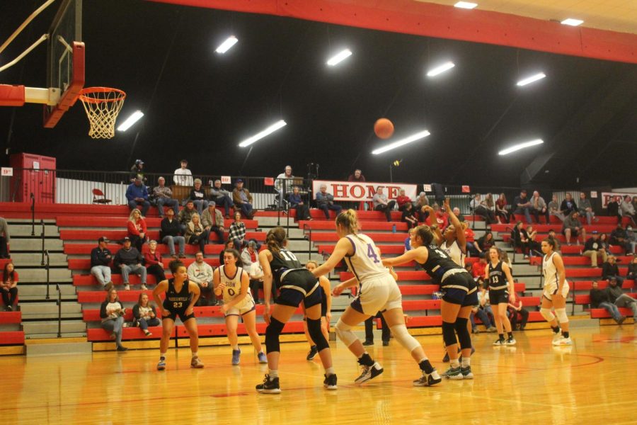 Sion girls basketball team  fight for the ball. 