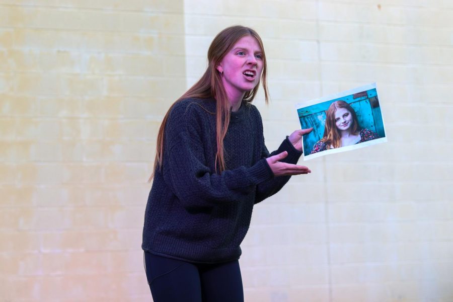 Junior Claire Boma showing a picture of her "bad picture day."