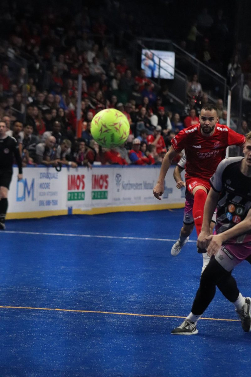 Lucas Sousa scores a goal for the Kansas City Comets in the first quarter bringing the game to 1-3 Comets in the lead.